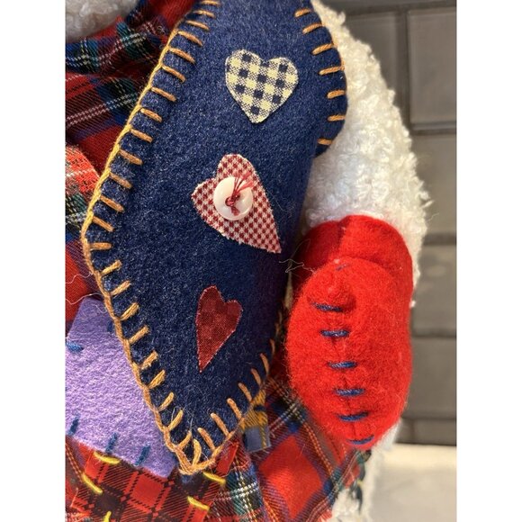 Patchwork Snowman Plush Christmas Weighted International Silver Co Let it Snow - Picture 7 of 9